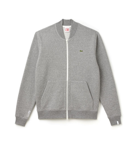 Lacoste Live Zip Bomber Neck Fleece Sweatshirt Unisex Palladium Mouline