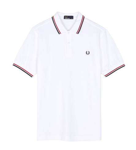 Fred Perry M3600 TWIN TIPPED Polo WHT BRT RED NVY STYLEIN NEW YORK