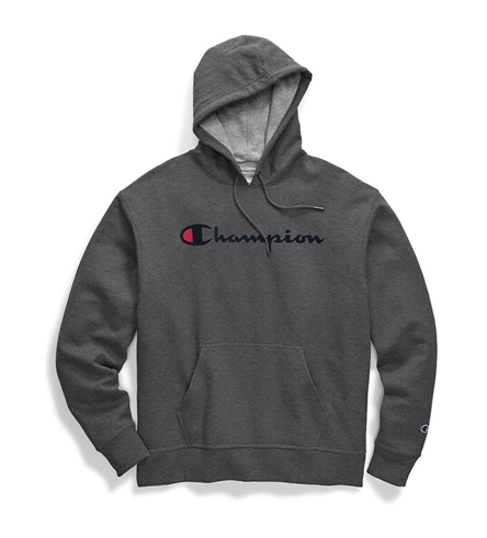 Champion Men s Powerblend Pullover Hoodie Script Logo Granite Heather STYLEIN NEW YORK