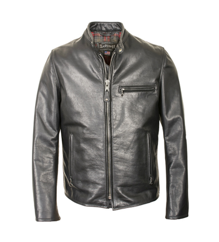 SCHOTT NYC Waxed Black Natural Pebbled Cowhide Café Leather Jacket Bla –  STYLEIN NEW YORK