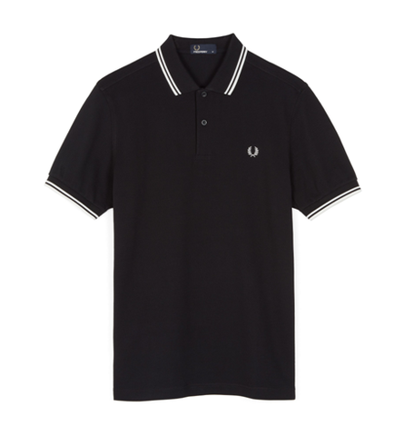 Fred Perry M3600 TWIN TIPPED Polo Black / Porcelain / Porcelain