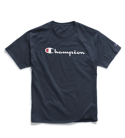Champion Men's Graphic Jersey Tee Script Logo Team Navy
