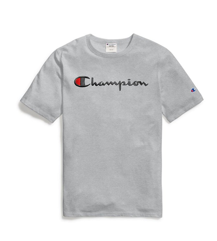 Champion Life Men Script Logo Tee Oxford Grey